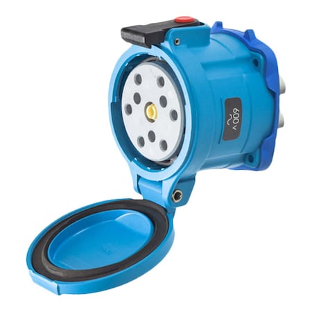 Meltric Pin & Sleeve Receptacle, 50 A, 600V AC/130V DC, 6 Pole, Screw Terminals Wire Connection Type Blue 31-34961